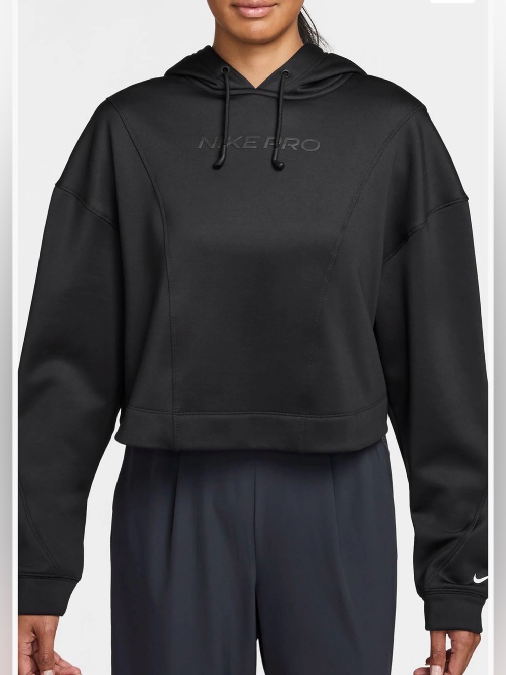 Nike cropped Pro Therma-FIT microfiber Fleece Hoodie sweatshirt M medium NWT
